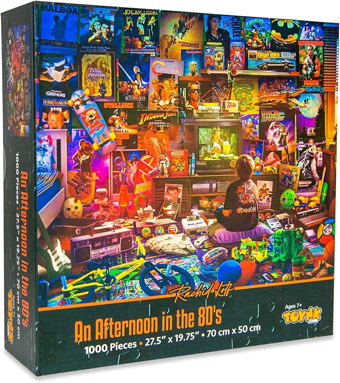 an Afternoon in The 80s Retro 1000-Piece Jigsaw Puzzle by Rachid Lotf | Brain Teaser Activity for Kids and Adults | 28 x 20 Inches