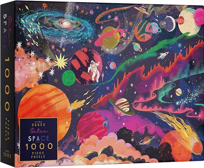 Elena Essex Puzzles for Adults 1000 Pieces - Outer Space, 1000 Piece Puzzle for Adults, Jigsaw Puzzles 1000 Pieces, Solar System Planet Spaceman Moon Space Puzzle, Size 28x20 inches