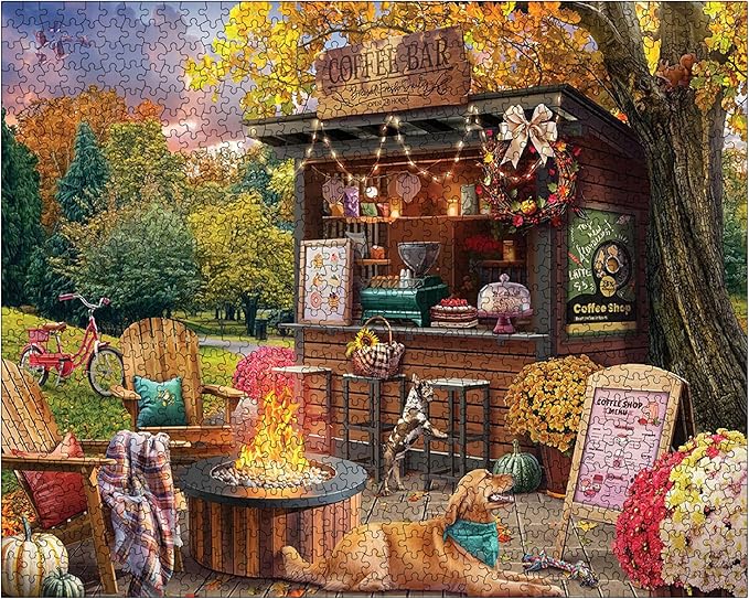 White Mountain 1000 Piece Jigsaw Puzzle Scenic Fall Coffee Puzzles with Large Pieces, Gifts for Adults and Family 24"x30" - Parkside Coffee