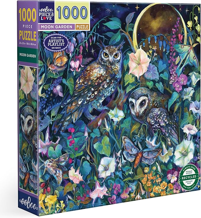 eeBoo 1000 Piece Puzzle - Moon Garden Jigsaw Puzzle for Adults, Square 23" x 23" Made with Recycled Board & Vegetable-Based Ink