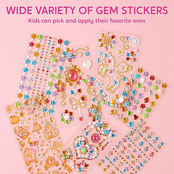 Klever Kits Gem Hat Kit for Girls, Decorate Your Own Baseball Cap with Gems Stickers, DIY Craft Kits for Kids Girls Toys Age 6-8