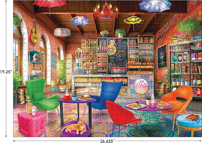 RoseArt - My Happy Place - Boho Coffeshop - 750 Piece Jigsaw Puzzle for Adults