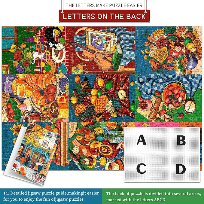 HUADADA Puzzles for Adults 1000 Pieces, 3x3 Grid Illustration Challenge Puzzle, Original llustration 1000 piece Puzzle for Adults ‌Family Interactive Game Gift