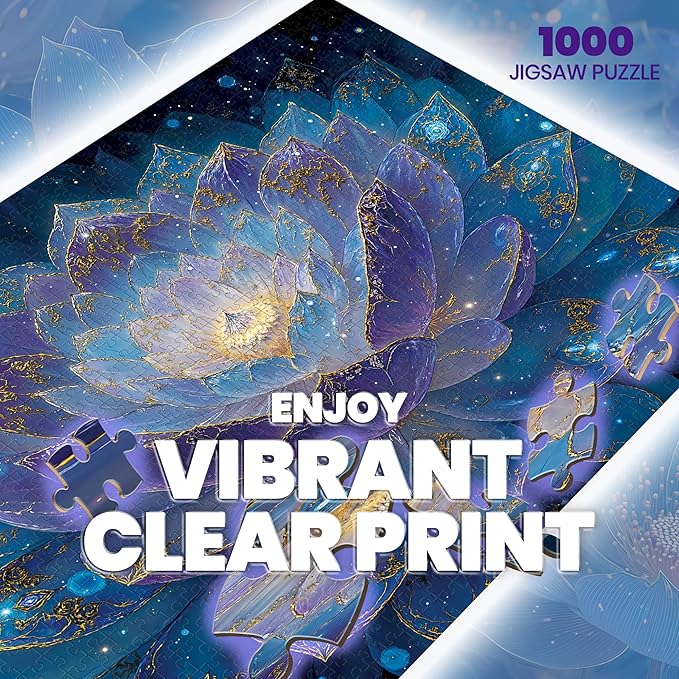 Puzzles for Adults 1000 Pieces, Mandala Lotus Flower Plant, 1000 Piece Puzzle for Adults Seniors, Hard Jigsaw Puzzles for Adult with Letters on Back for Relaxation & Home Decor, 1:1 Poster