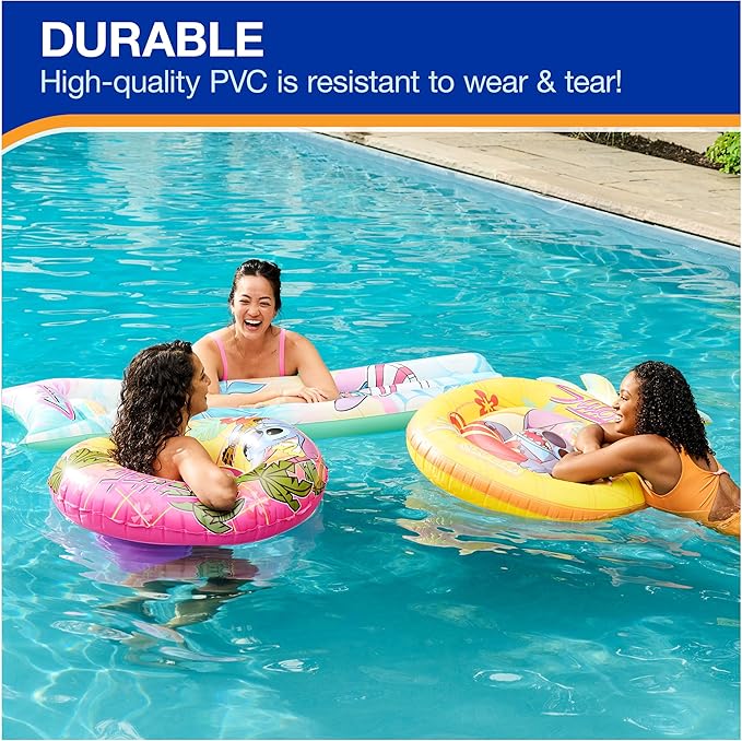 Swimways Stitch Swim Tube Pool Float, Inflatable Pool Floats & Kids Pool Toys, Swimming Pool Accessories & Beach Essentials for Teens Aged 14 & Up