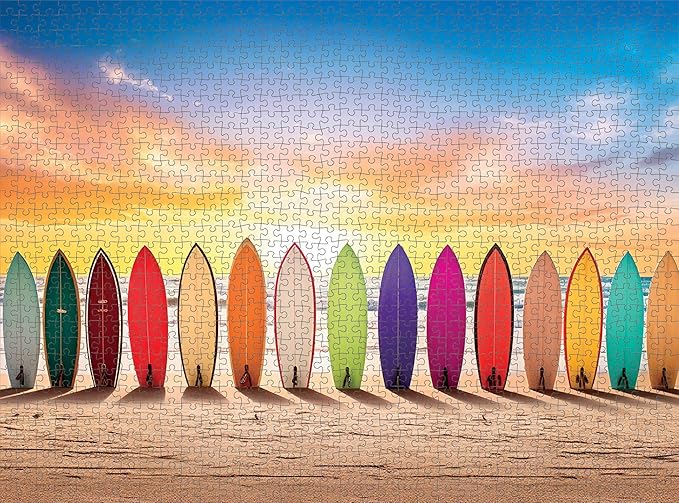 Cross & Glory - Sunrise Surf - 1000 Piece Jigsaw Puzzle for Adults | Vibrant Beach Scene Artwork | Unique Gift Idea