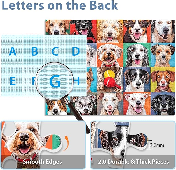 500 Pieces Puzzle for Adults - Charming Dogs Puzzle for Adults - Recycled Paper Jigsaw Puzzle 500 Pieces - Fun and Challenging Family Game Great Gift Idea, Finished Size is 20.5 * 15in
