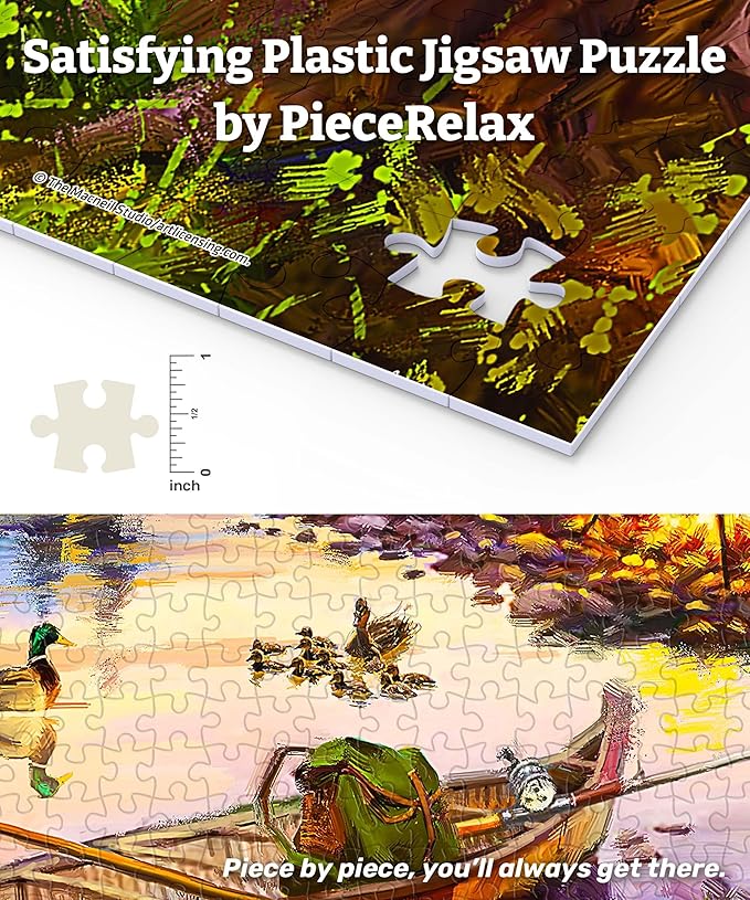 PieceRelax PieceClicks Plastic Jigsaw Puzzle for Adults 1000 Pieces - The Macneil Studio - Golden Haven Camp - 25.2 X 18.9 Inches, Most Satisfying Table Games, No Glue Needed [U1041]