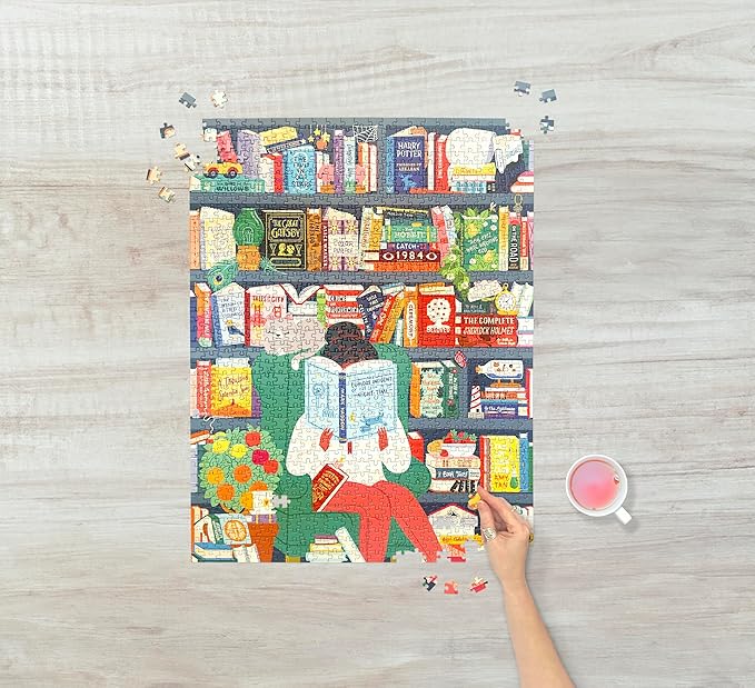 Ridley's: 50 Must-Read Books Bucket List 1000-Piece Puzzle - Unique Art Style for Book Lovers - Library or Office Décor After Completion