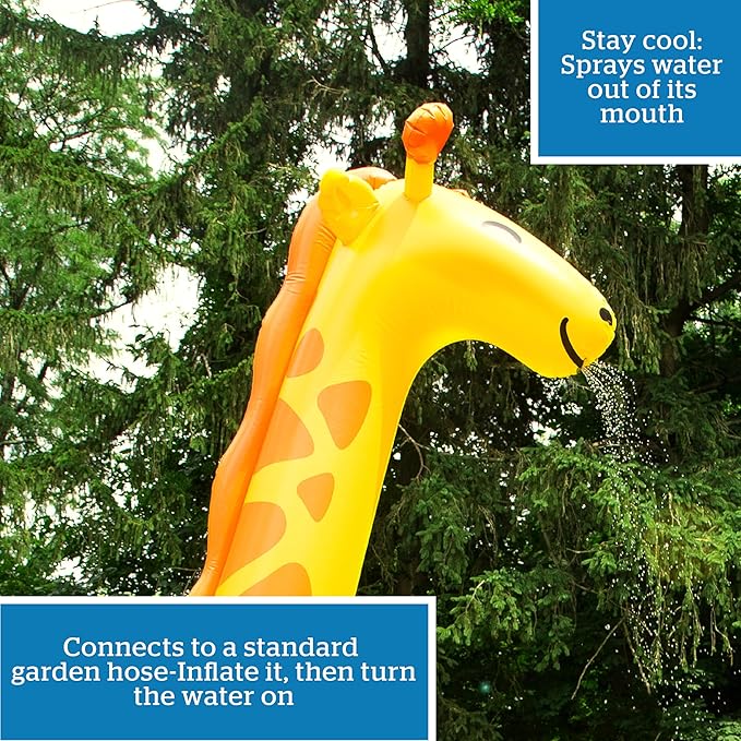 Giant Giraffe Inflatable Sprinkler for Kids, Backyard Water Toy with Simple Inflate/Deflate, Fun Summer Activities