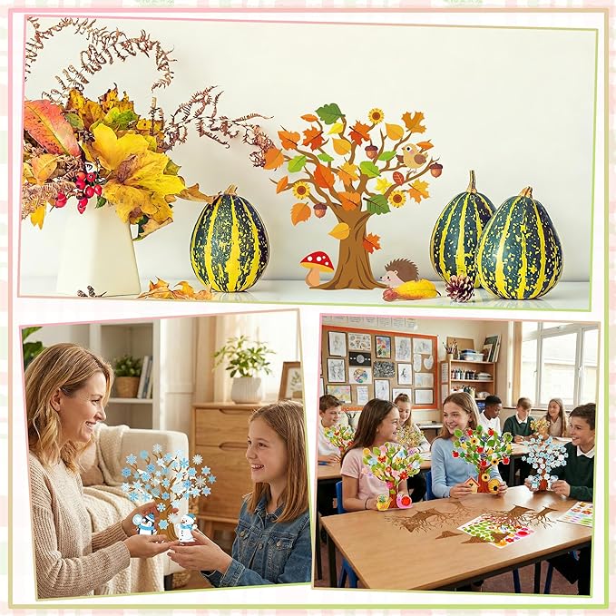 Bafeil 32 Set Seasonal Trees Craft Kits Make Your Own DIY Four Seasons Tree Decoration Spring Summer Autumn Winter Sticker Art Craft for School Classroom Home Activity Party Favor Supplies