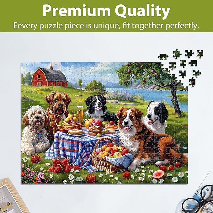 500 Pieces Puzzles for Adults–Dogs Jigsaw Puzzle for Adults Elderly–Recycled Paper Puzzle 500 Pieces–Challenging Family Activity Game Gift for Family Friends Men Women Seniors (21x15in)