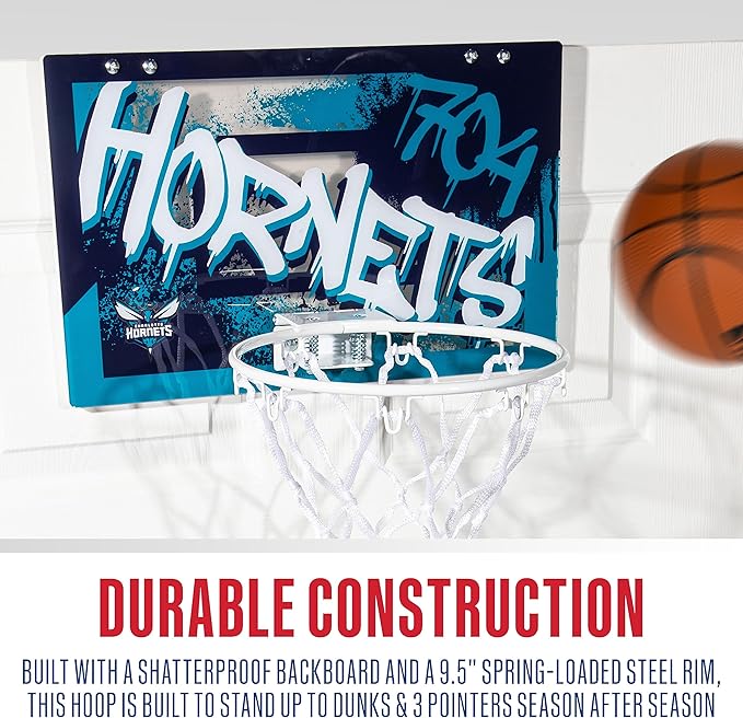 Franklin Sports NBA Team Over the Door Basketball Hoops - Kids Indoor Mini Basketball Hoop + Ball Set - NBA Fan Mini Hoops