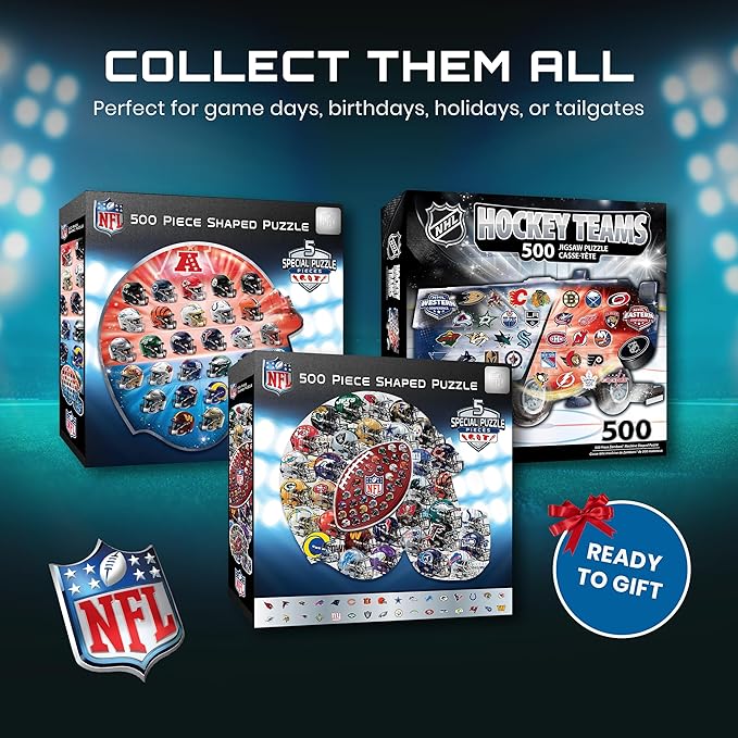 MasterPieces 500-Piece NFL Drip Art Helmet Shaped Puzzle - Perfect for NFL Fanatics - 25"x22"