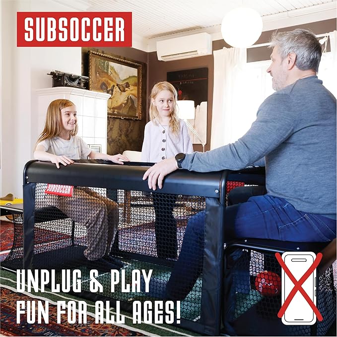 Subsoccer S3 Portable Bench Soccer Game Sturdy Indoor Outdoor Table Soccer Set with Benches and Ball, Easy Assembly Pack and Go Design for Beach, Home, Office or Backyard, Fun for All Ages