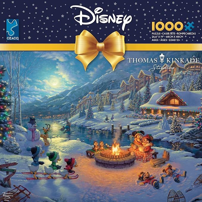 Ceaco - Thomas Kinkade - Disney Dreams Collection - Holiday - Mickey and Minnie Christmas Lodge - 1000 Piece Jigsaw Puzzle