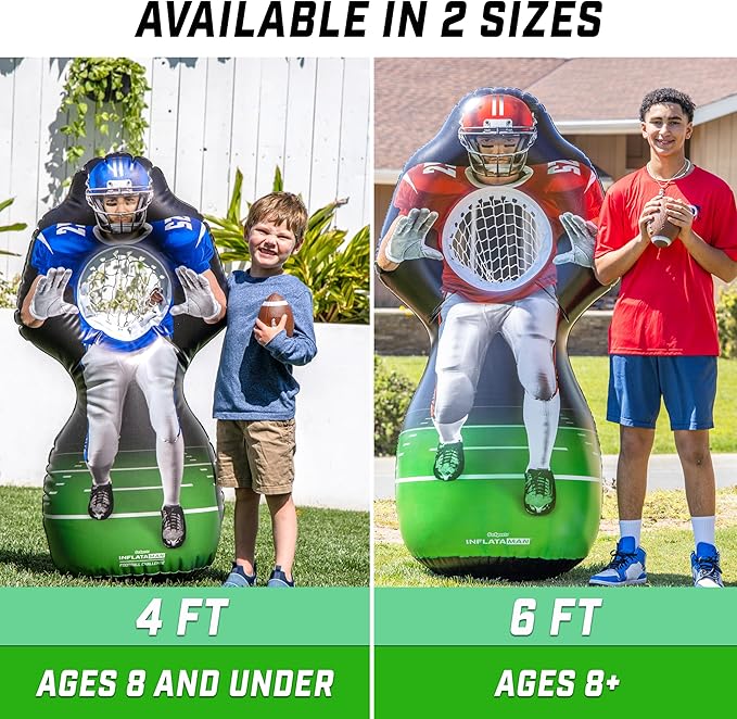 GoSports Football Toss Game for Kids - 4 ft Inflatable Receiver Touchdown Toss Game