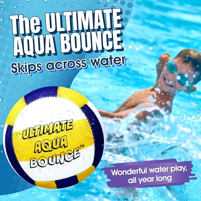 Activ Life Ultimate 2 Pack Larger 3” Water Skip Balls - Bouncing Balls for Swimming Pool & Beach Fun - Designs Include Baseball, Basketball, Volleyball, and Tennis for Kids, Friends, and Family