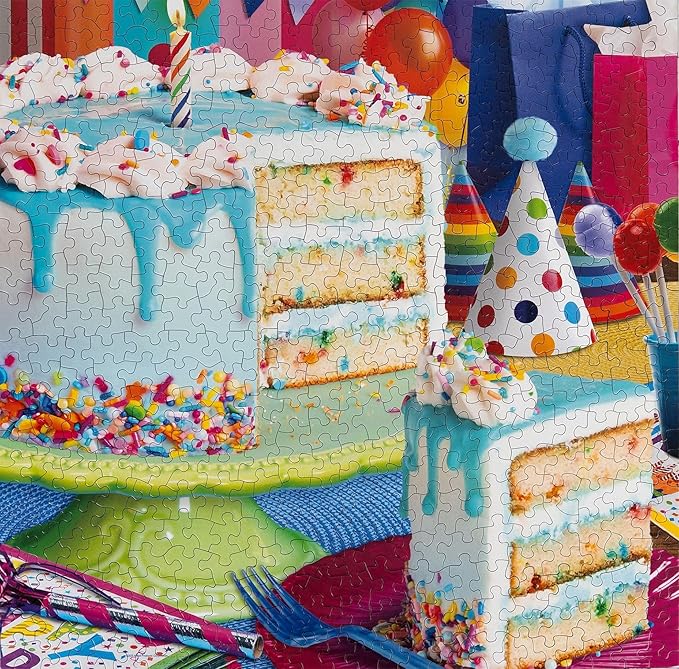 Springbok Birthday Cake 500 Piece Jigsaw Puzzle for Adults and Family Unique Cut Pieces - Made in USA