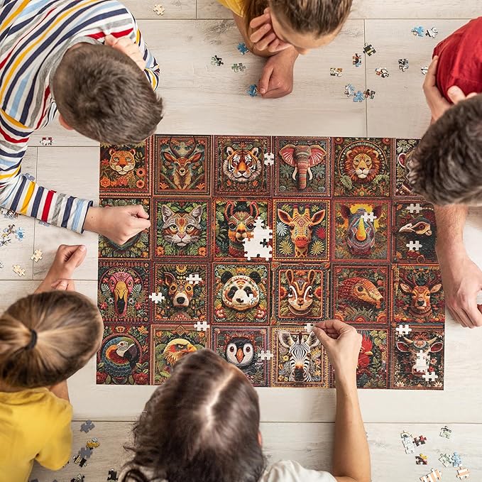 Jigsaw Puzzles for Adults 1000 Pieces, Animal Collection Difficult Challenging Unique Puzzle for Game Night Family Home Decor, 20x27 Inches, Animal Knitting
