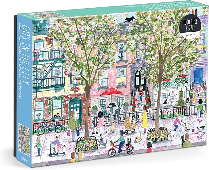 Galison Michael Storrings Cats in The City 1000 Piece Puzzle Featuring Beautiful Artwork of Cats in The City Garden