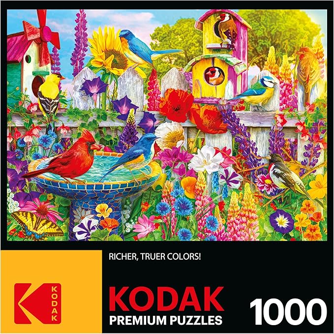 RoseArt - Kodak Premium - Bird Bath Garden - 1000 Piece Jigsaw Puzzle for Adults