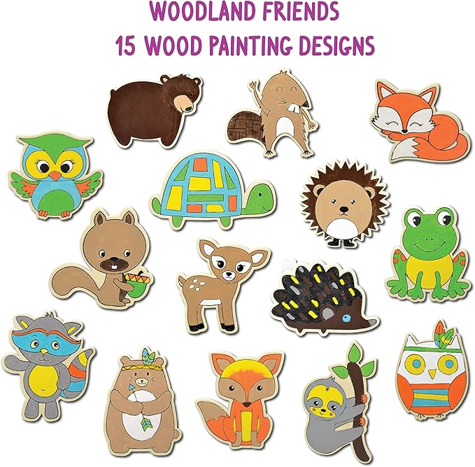 Kelly's Crafts Fun Tub - Wood Painting Shapes - Woodland Friends - Makes 15!!!