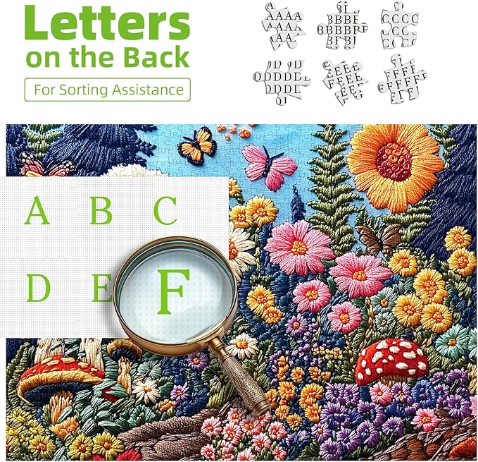 Puzzles for Adults 1000 Pieces, Embroidered Wildflowers Puzzle Impossible Hard Difficult Challenging Jigsaw Puzzles for Adults, Flowers Puzzle for Family Games Gift, 27.5 x 19.7 inch