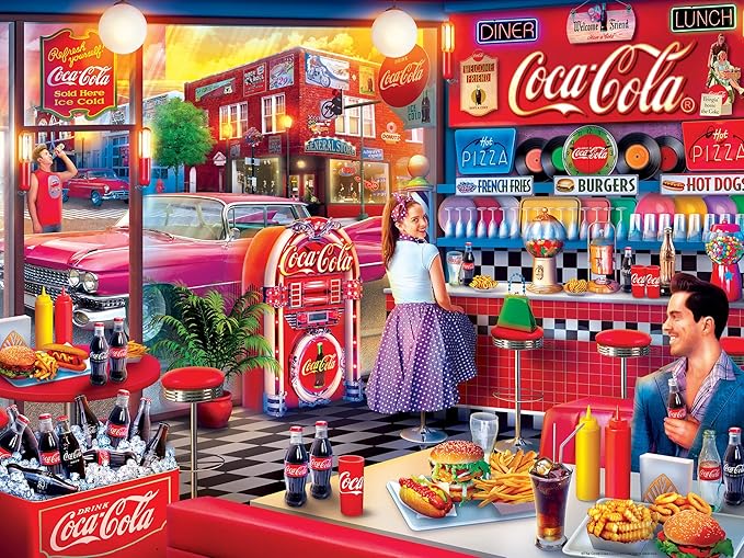 MasterPieces 300 Piece EZ Grip Jigsaw Puzzle - Coca-Cola Soda Fountain - Family-Friendly Fun - 18”x24"