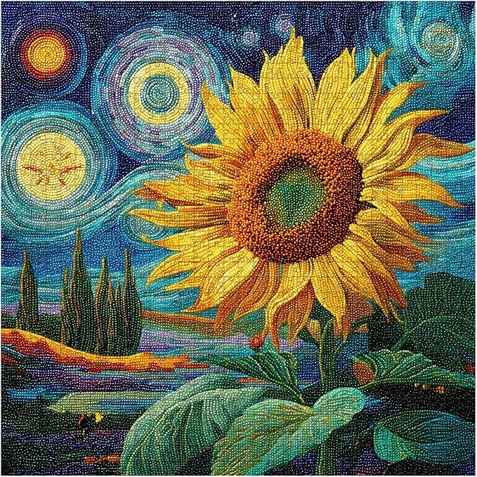 Sunflower Puzzles for Adults 1000 Pieces, PICKFORU Nature Flower Puzzle Starry Night, Impossible Hard Plant Floral Art Theme, Challenging for Adults