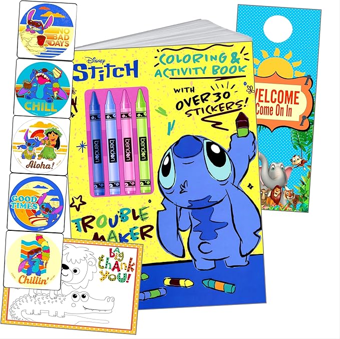 Bendon Lilo & Stitch Coloring and Activity Sticker Book with Coloring Book & Stickers, Card Craft, and More (Lilo and Stitch Stickers Activity Set)