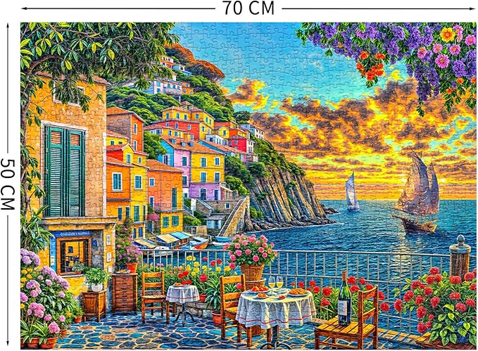 Romantic Cinque Terre Puzzles for Adults 1000 Piece, Jigsaw Puzzles for Adults, Adult Challenging Game Toys, Impossible Puzzle, Family Decoration Puzzle