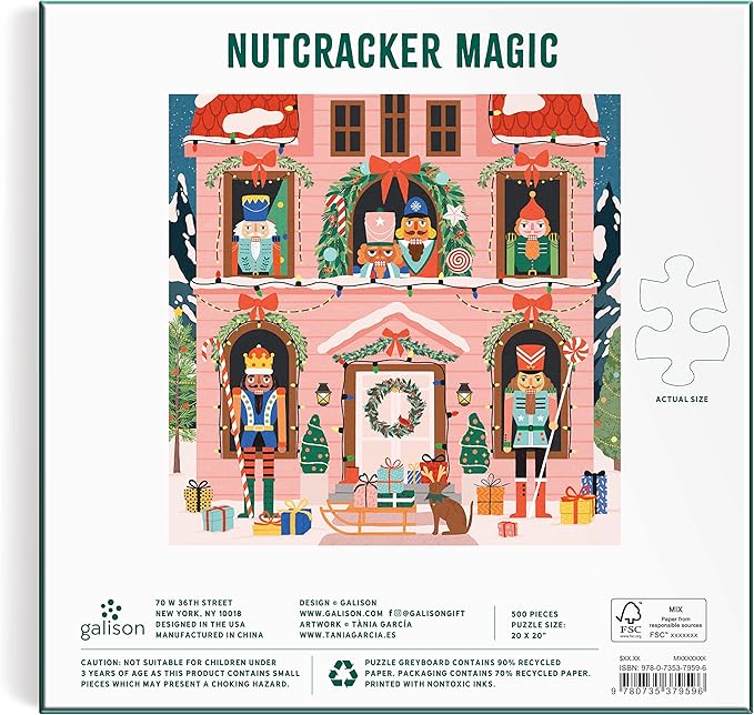 Galison Nutcracker Magic – 500 Piece Puzzle Fun and Challenging Activity with Bright and Bold Artwork of Wooden Toy Soldiers for Adults and Families