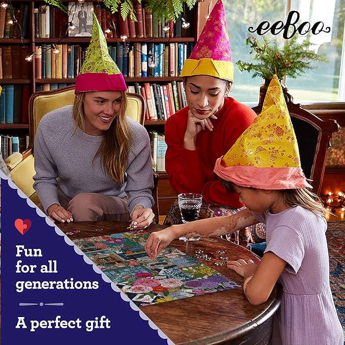 eeBoo 1000 Piece Puzzle - English Flower Shop Jigsaw Puzzle for Adults, Square 23" x 23" Made with Recycled Board & Vegetable-Based Ink