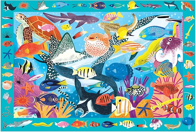 Mudpuppy Coral Reef — 64 Piece Search & Find Puzzle Featuring Diverse Marine Animals and Over 40 Hidden Images to Find for Ages 4+