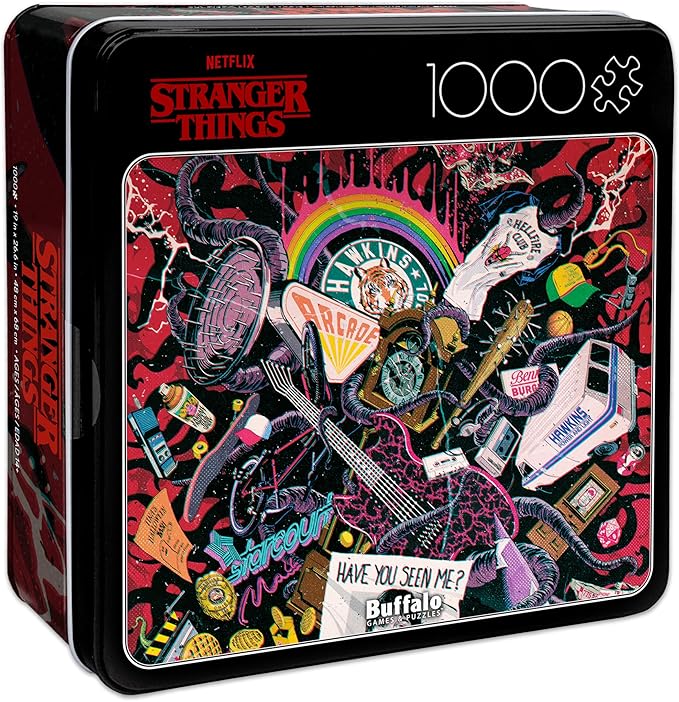 Buffalo Games - Stranger Things - 1000 Piece Collector's Tin Jigsaw Puzzle - Challenging and Colorful Puzzles for Adults – Precision-Cut Pieces, Beautiful Artwork, and Hours of Relaxing Fun