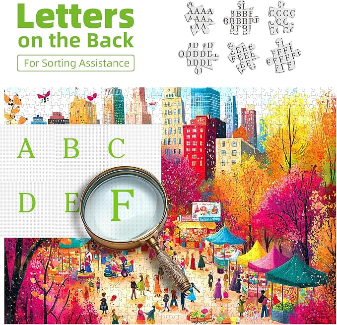 Puzzles for Adults 1000 Pieces, Autumn Market Impossible Hard Difficult Challenging Puzzles for Adults, Street View Jigsaw Puzzle for Family Games Gift, 27.5 x 19.7 inch
