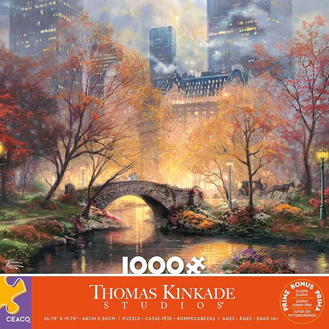 Ceaco - Central Park in the Fall - Thomas Kinkade - Jigsaw Puzzle for Adults 1000 Pieces - Adult Puzzles Autumn New York City - Seasonal Art - 26.75 x 19.75