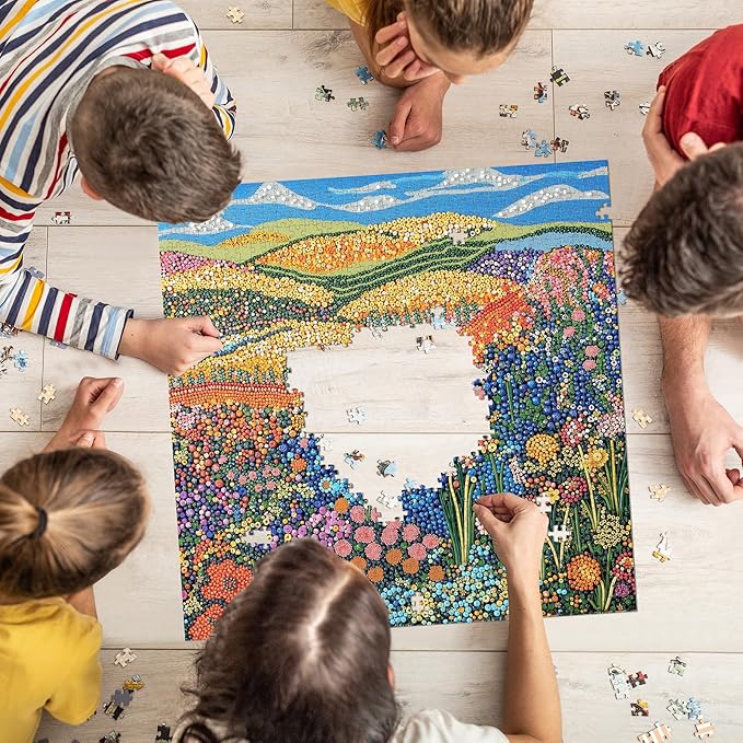 Jigsaw Puzzles for Adults 1000 Pieces, Pretty Flowers Square Challenging Unique Puzzle for Game Night Family Home Decor, 24x24 Inches, Pixel Flowers