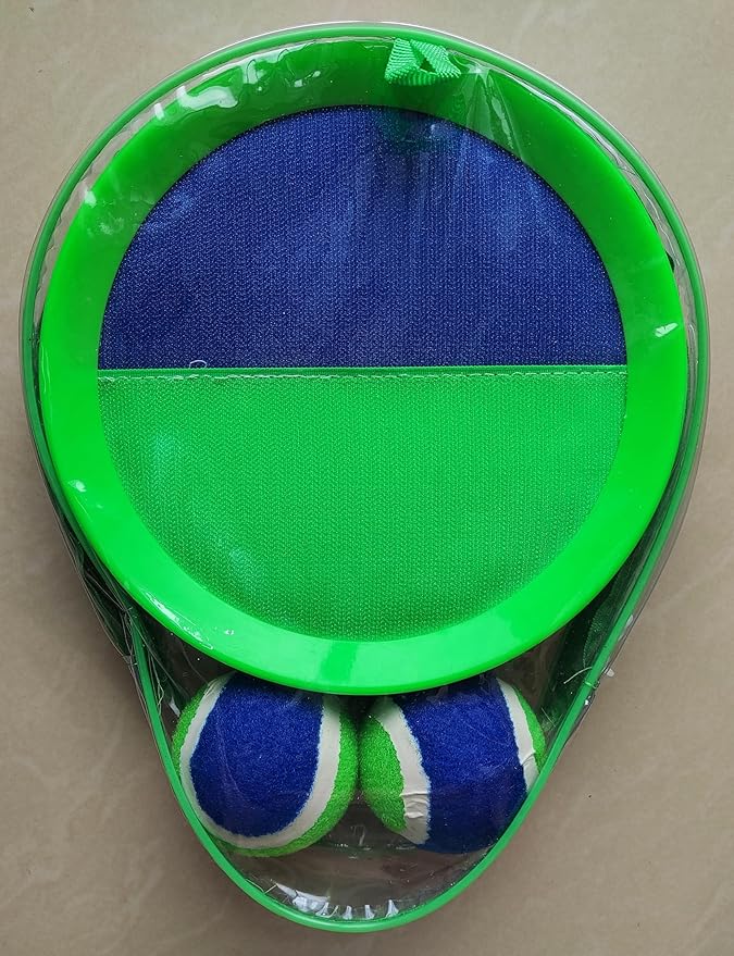 AppleRound Toss and Catch Velcro Ball Set (Hook and Loop), Kids Outdoor Games, Beach Toys, Backyard Sports, Paddle Ball Games (Pack of 4 Paddles and 4 Balls)