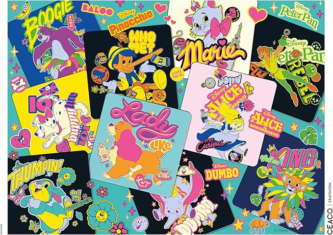 Ceaco - Disney Sticker Collage 1000 Piece Jigsaw Puzzle Challenging and Colorful Puzzle for Adults – Precision-Cut Pieces, Beautiful Artwork, and Hours of Relaxing Fun