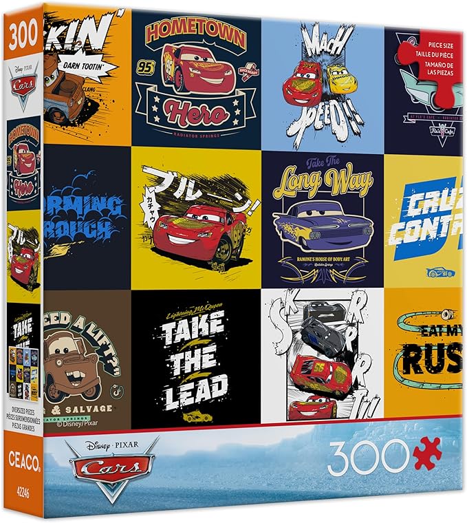 Ceaco - Disney - Pixar - Cars - Grand Prix - Large Piece Jigsaw Puzzle for Adults - Challenging Puzzle Perfect for Game Nights - Finished Size is 21.25 x 15.00
