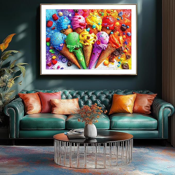 1000 Piece Puzzle for Adults, Ice Cream and Candy Jigsaw Puzzles, Funny Home Decor Puzzle, Perfectly Fitting Pieces, Birthday Party Gift for Adults Seniors 27.5" x 19.7"