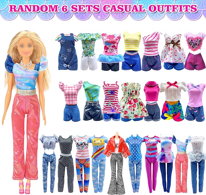 Style Shine Doll Clothes and Accessories Set, Wedding Gowns, Evening Dresses, Fashion Dresses, Casual Outfits Top and Pant, Swimsuit Bikini, Hangers, Shoes and Accessories Toys for Girl Birthday Gift