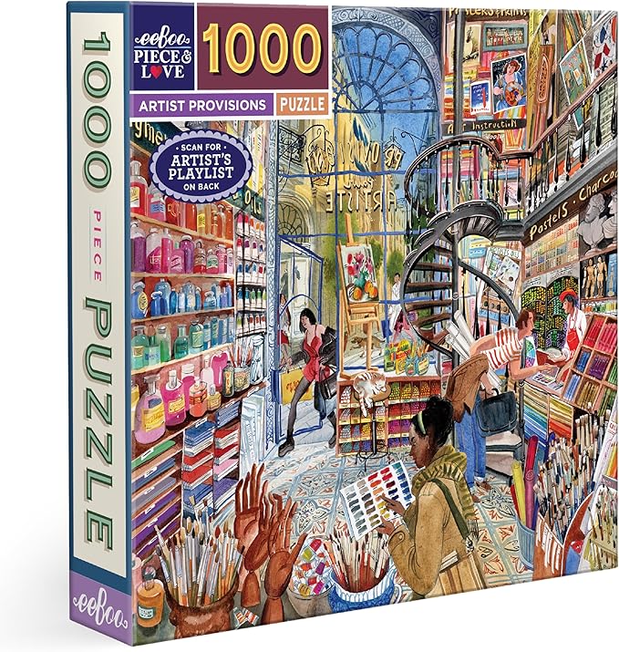 eeBoo 1000 Piece Puzzle - Artist Provisions Jigsaw Puzzle for Adults, Square 23" x 23" Made with Recycled Board & Vegetable-Based Ink