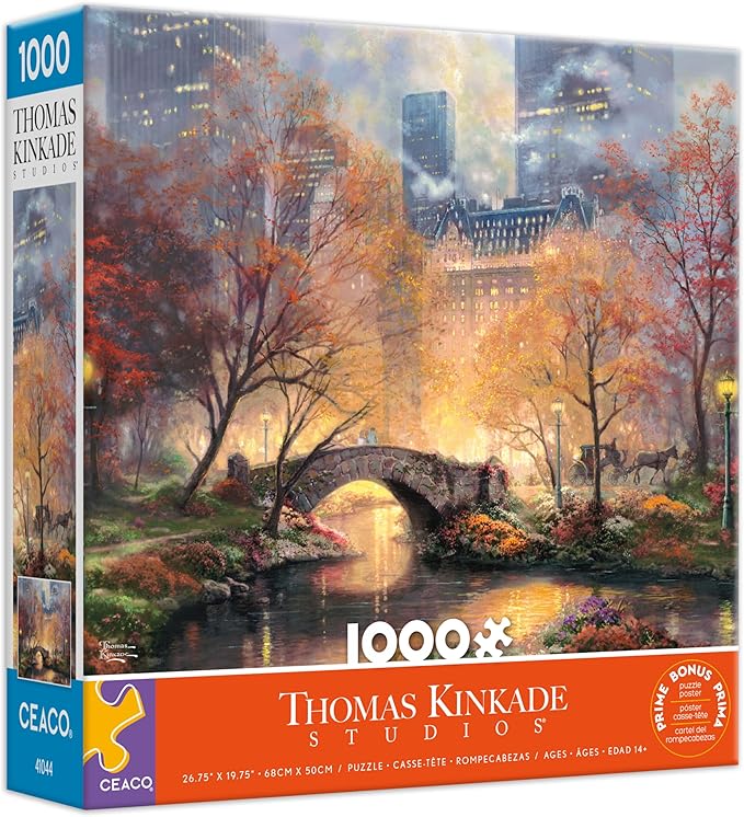 Ceaco - Central Park in the Fall - Thomas Kinkade - Jigsaw Puzzle for Adults 1000 Pieces - Adult Puzzles Autumn New York City - Seasonal Art - 26.75 x 19.75