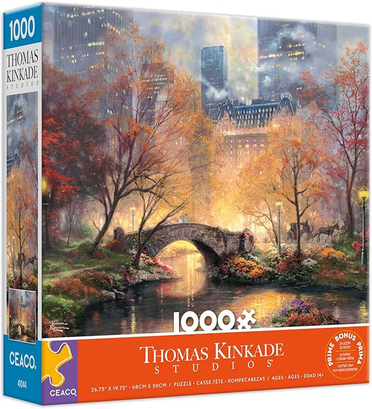 Ceaco - Central Park in the Fall - Thomas Kinkade - Jigsaw Puzzle for Adults 1000 Pieces - Adult Puzzles Autumn New York City - Seasonal Art - 26.75 x 19.75