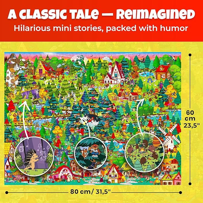 QUOKKA 1000 Piece Jigsaw Puzzle for Adults Red Riding Hood – Puzzles for Adults 1000 Pieces Premium Box Packaging - Extra Fun Hidden Secrets & Audio Story – Perfect Relaxation Creativity Gift