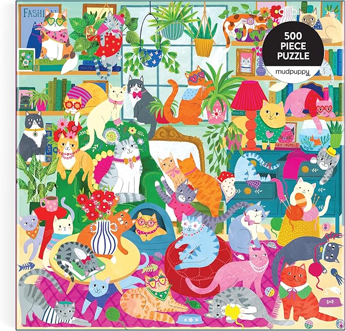 Mudpuppy Caturday Afternoon – 500 Piece Family Puzzle with Colorful and Fun Illustrations of Cozy Cats for Children Ages 8 and Up