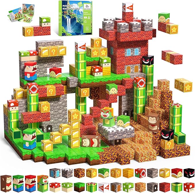 Magnetic Blocks, 100PCS Magnetic Building Blocks, Stacking Magnetic for Kids, Sensory Toy for STEM Constructions Magnetic Blocks for Boys Girls Age 3+, Holiday Birthday Gifts